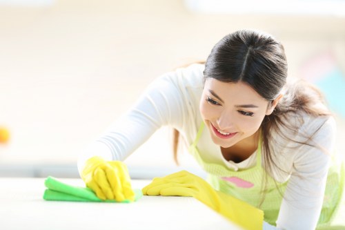 Hot water extraction carpet cleaning equipment in use