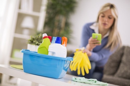 Upholstery stain cleaning on a sofa in Leamouth